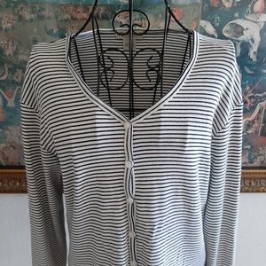 Eddie Bauer striped button blouse sz M white/blue